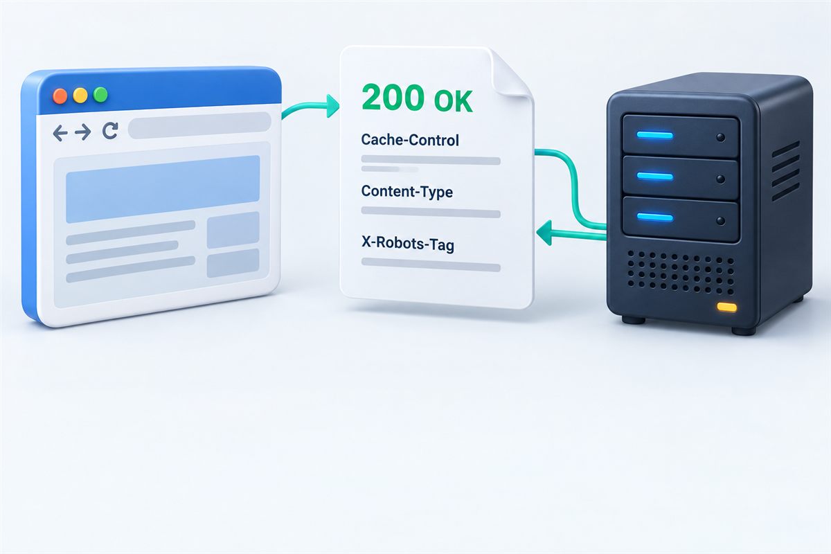 A browser and server exchange HTTP response headers