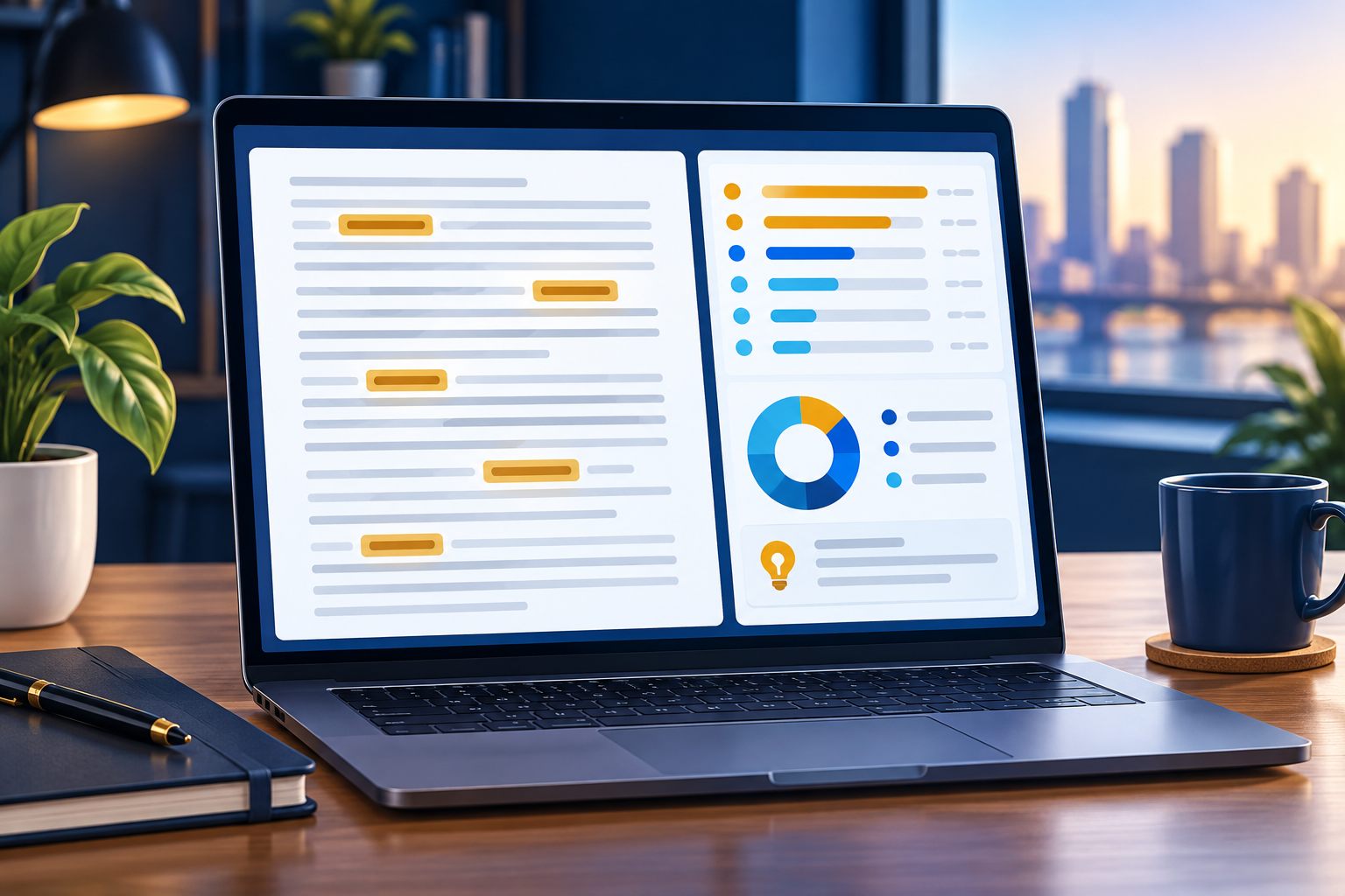 Words in a page being grouped into a content analysis view