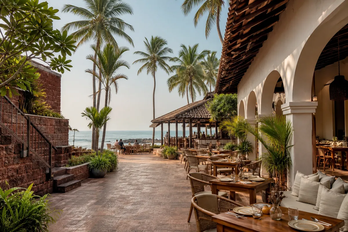 Coastal Goa hotel, restaurant and cafe setting