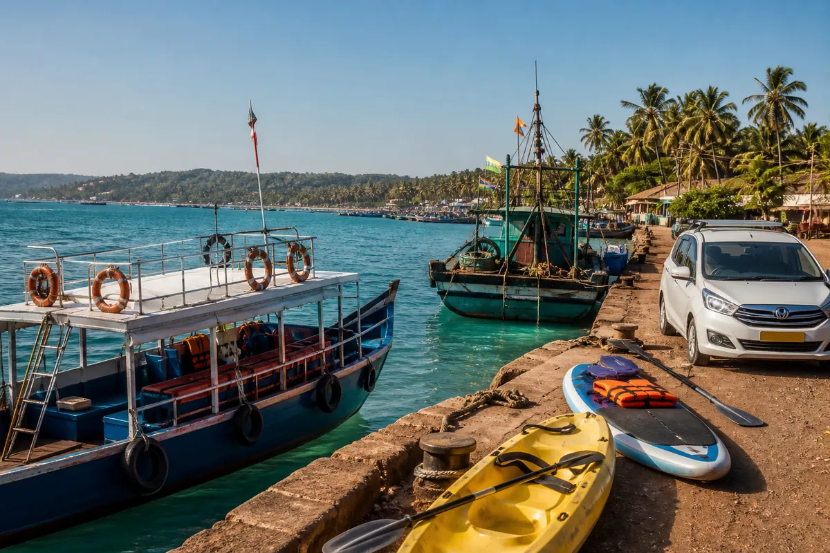 Goa tour boat, fishing boat, water activities and local taxi