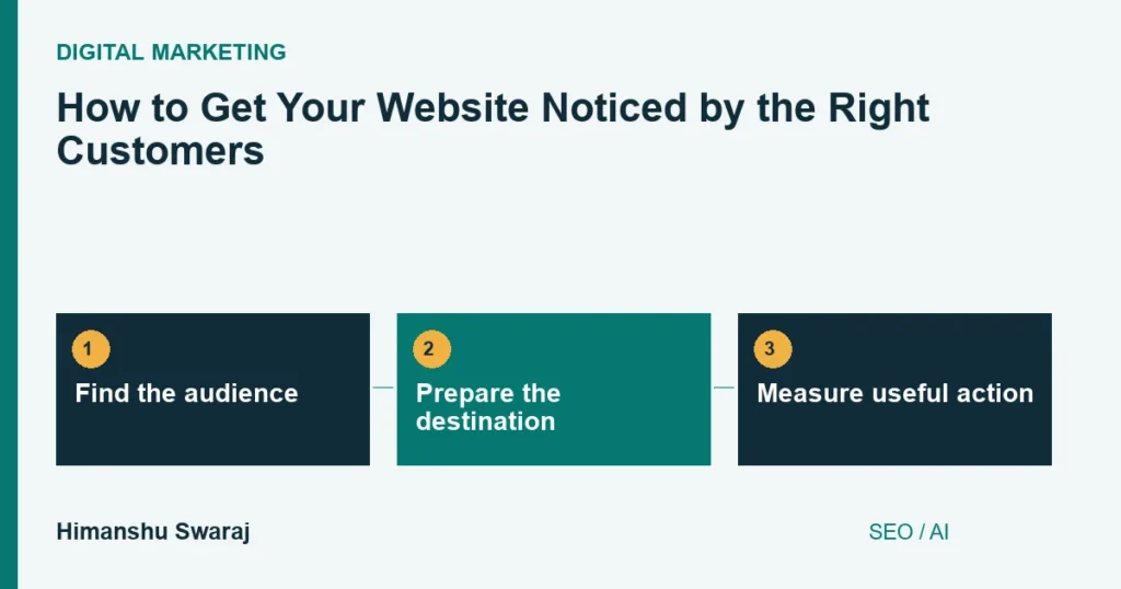Find the audience, then Prepare the destination, then Measure useful action