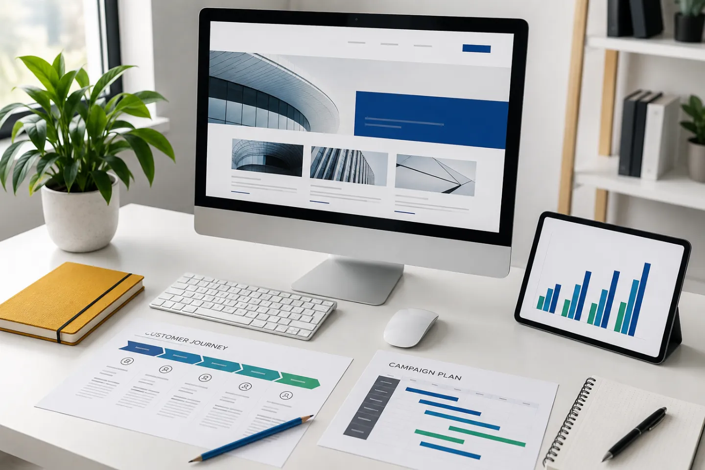 Website, campaign and analytics planning workspace